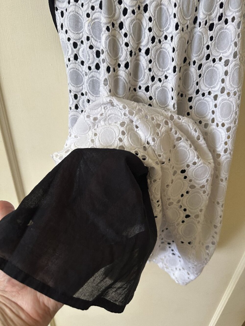 Pura Vida Size 12 White Floral Lace Midi Dress Black Satin Ribbon Cotton - Picture 13 of 15